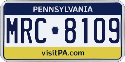 PA license plate MRC8109
