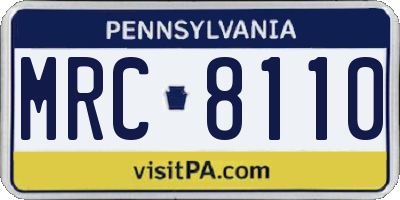 PA license plate MRC8110