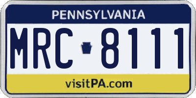 PA license plate MRC8111
