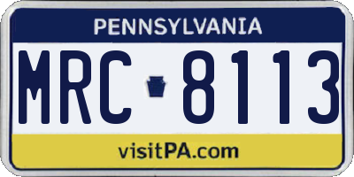 PA license plate MRC8113