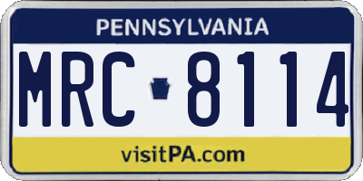 PA license plate MRC8114