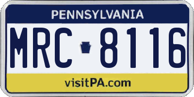 PA license plate MRC8116