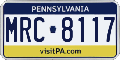 PA license plate MRC8117