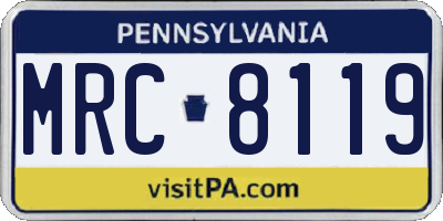 PA license plate MRC8119