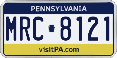 PA license plate MRC8121