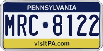 PA license plate MRC8122