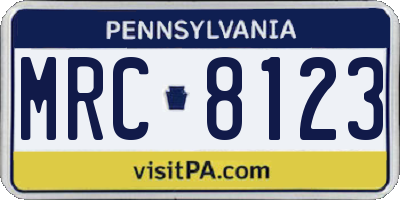 PA license plate MRC8123
