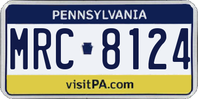 PA license plate MRC8124