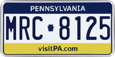 PA license plate MRC8125