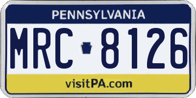 PA license plate MRC8126