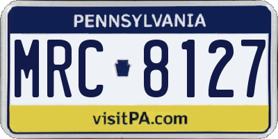 PA license plate MRC8127
