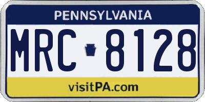 PA license plate MRC8128
