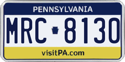 PA license plate MRC8130