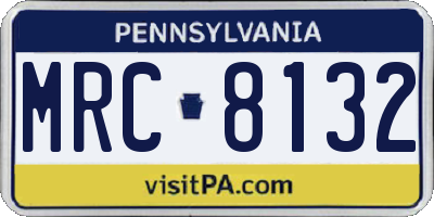PA license plate MRC8132