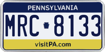 PA license plate MRC8133