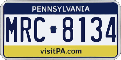 PA license plate MRC8134