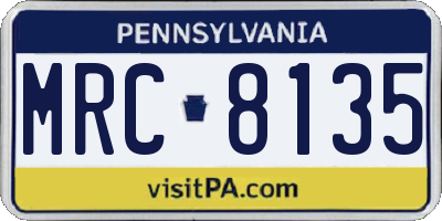 PA license plate MRC8135