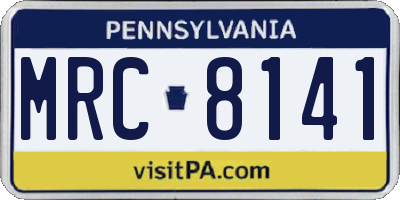 PA license plate MRC8141