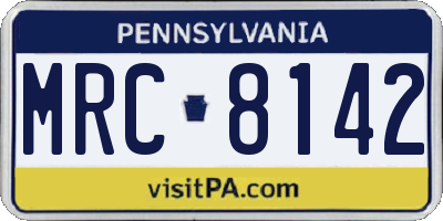 PA license plate MRC8142