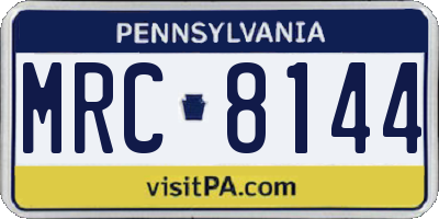 PA license plate MRC8144