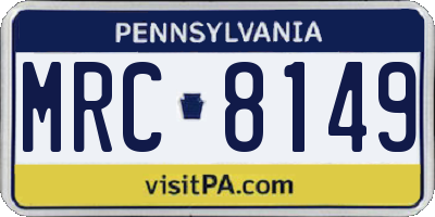 PA license plate MRC8149
