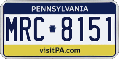 PA license plate MRC8151