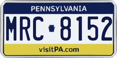 PA license plate MRC8152
