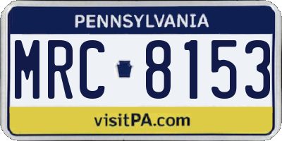 PA license plate MRC8153