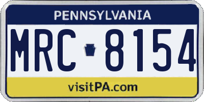 PA license plate MRC8154