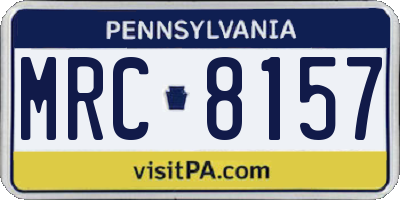 PA license plate MRC8157