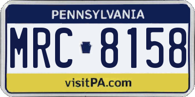 PA license plate MRC8158