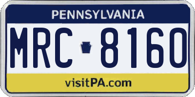 PA license plate MRC8160