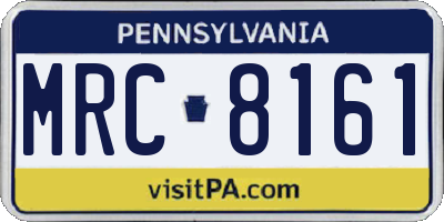 PA license plate MRC8161