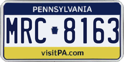 PA license plate MRC8163