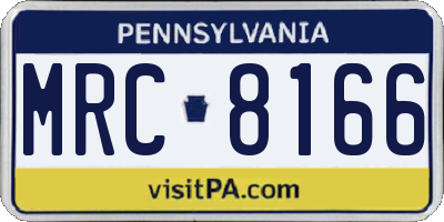 PA license plate MRC8166