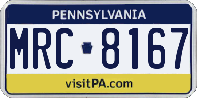 PA license plate MRC8167