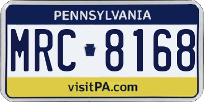 PA license plate MRC8168