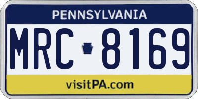 PA license plate MRC8169