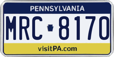 PA license plate MRC8170