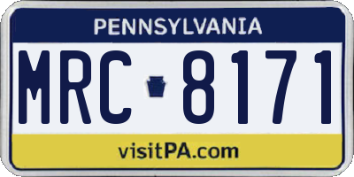 PA license plate MRC8171