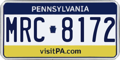 PA license plate MRC8172