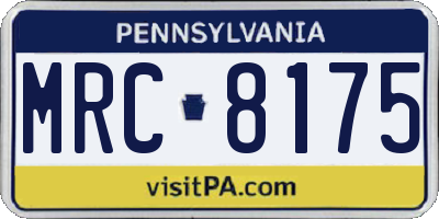 PA license plate MRC8175