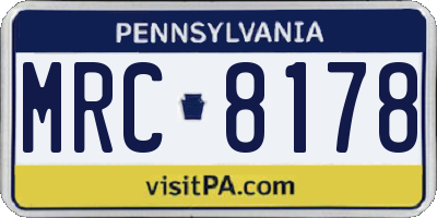 PA license plate MRC8178