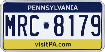 PA license plate MRC8179