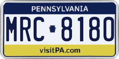 PA license plate MRC8180