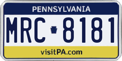 PA license plate MRC8181