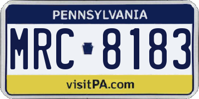 PA license plate MRC8183