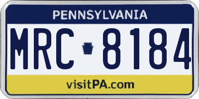 PA license plate MRC8184