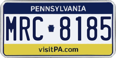 PA license plate MRC8185