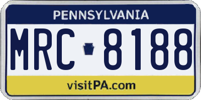PA license plate MRC8188